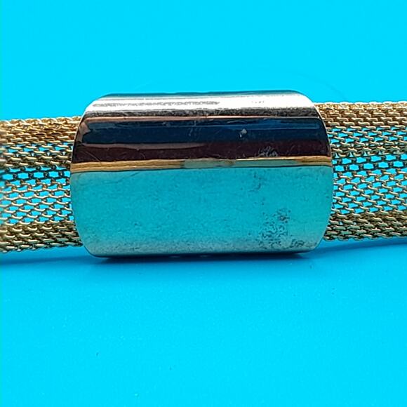 Vintage Small Mesh Collar Necklace, Mid Century, Gold Tone, 14 Inches - Picture 8 of 10